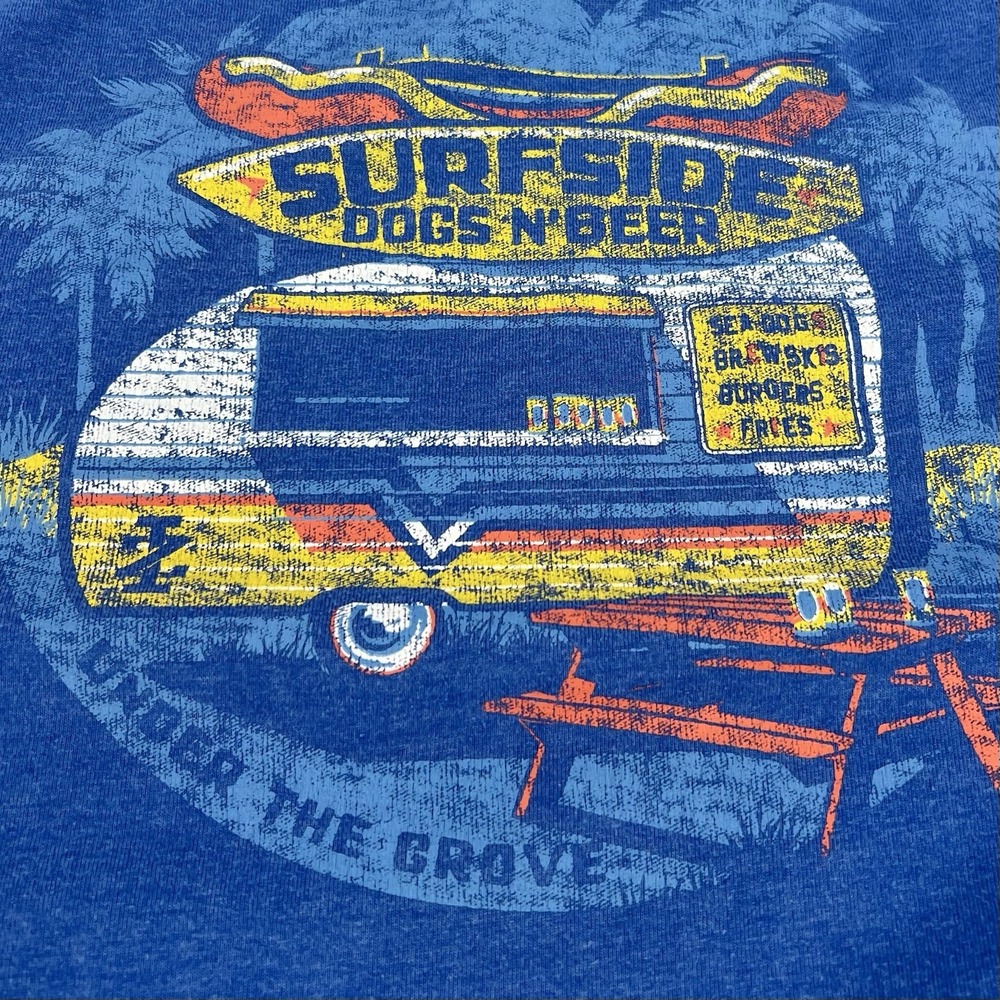 IZOD Saltwater Surfside Dogs N Beer T-Shirt Size Large Short Sleeve Graphic Blue